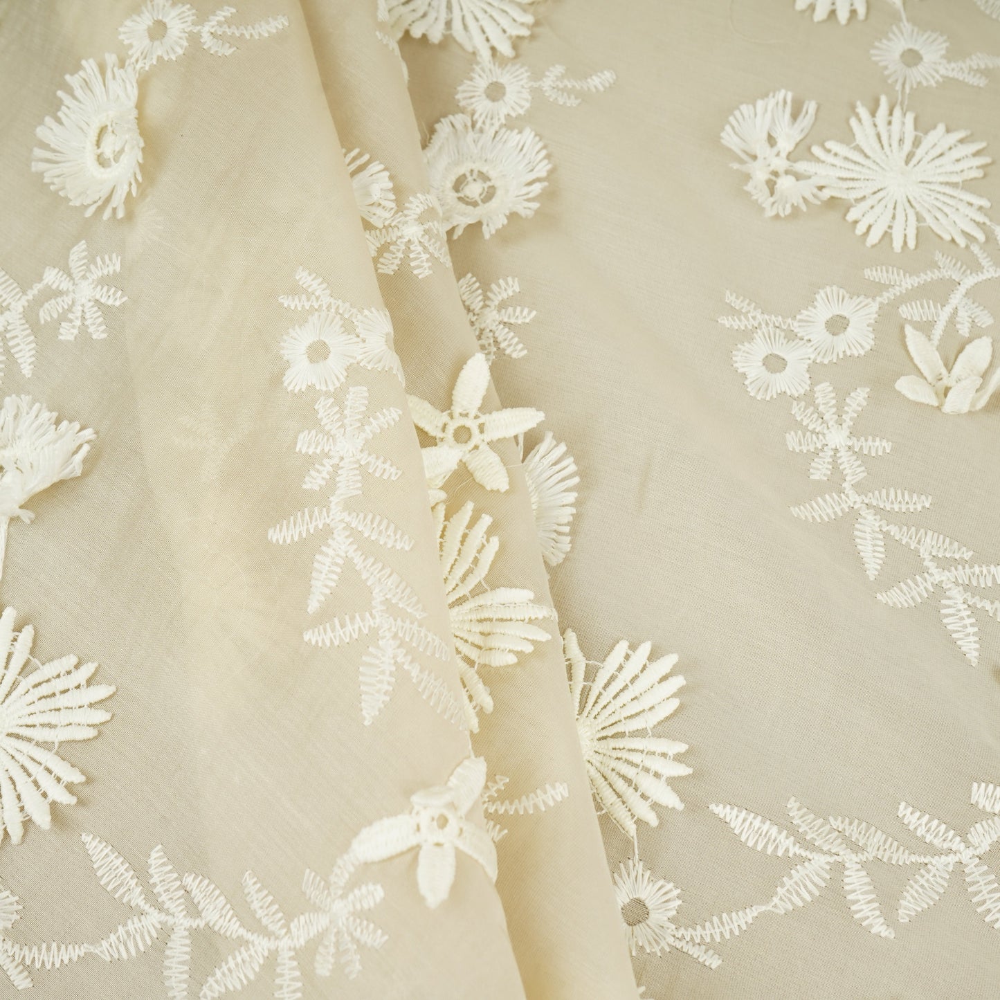 Green Floral 3D Embroidery Tencel Silk Fabric AF-30088