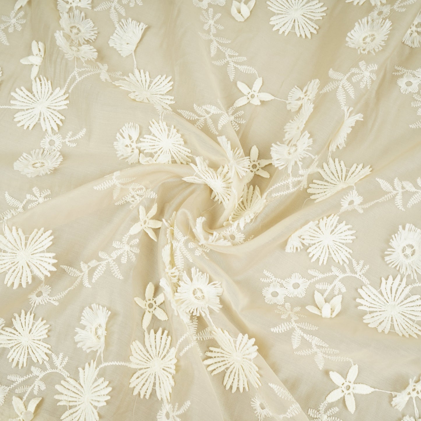 Green Floral 3D Embroidery Tencel Silk Fabric AF-30088
