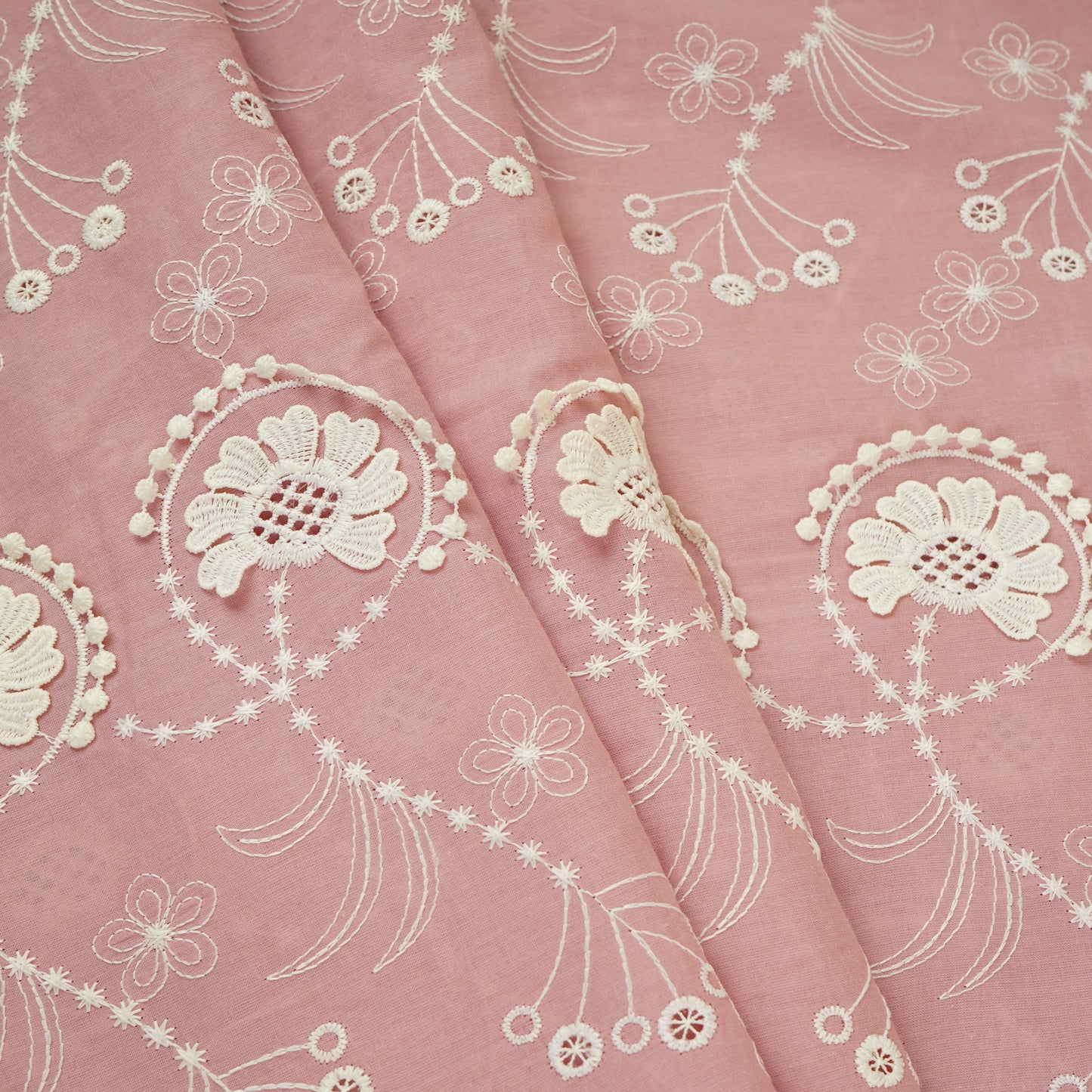 Pink Floral 3D Schiffli Embroidery Cotton Schiffli Fabric AF-30094