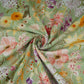 Mint Green with Multicolor floral print Cotton Checks Fabric PI-31846 - TradeUNO