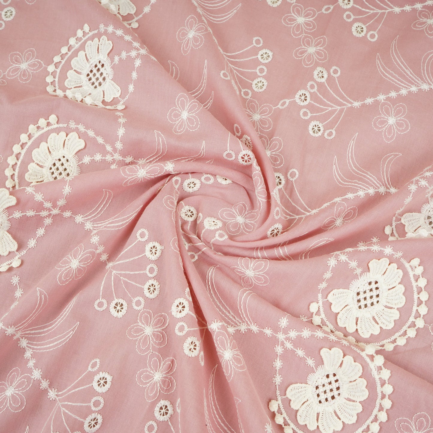 Pink Floral 3D Schiffli Embroidery Cotton Schiffli Fabric AF-30094