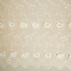 Beige Floral 3D Schiffli Embroidery Cotton Schiffli Fabric AF-30089 - TradeUNO