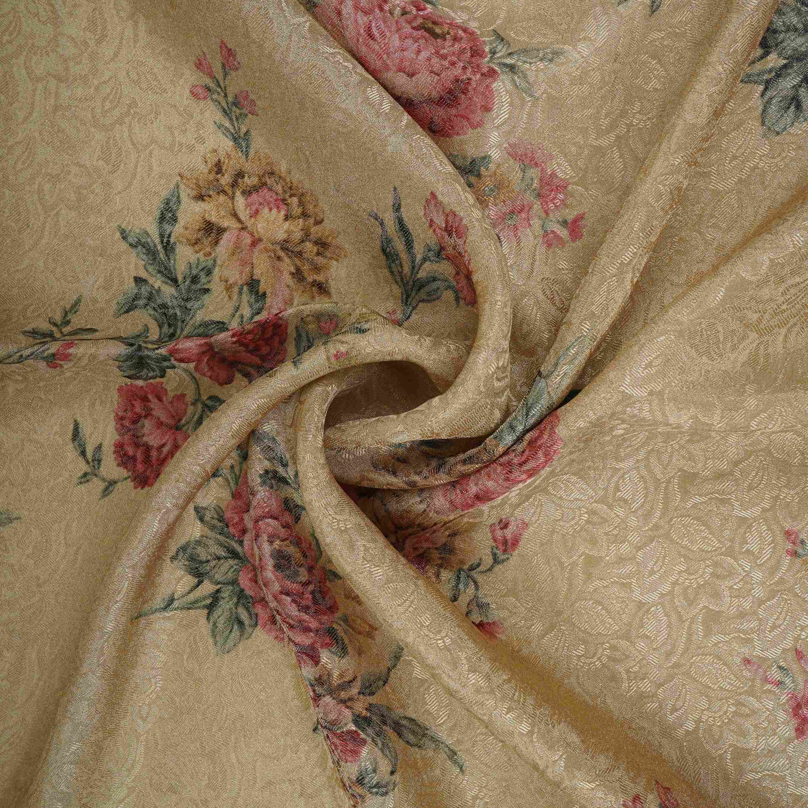 Ivory floral Jacquard Tissue Fabric MTF-31793 - TradeUNO