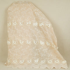 Beige Floral 3D Schiffli Embroidery Cotton Schiffli Fabric AF-30089