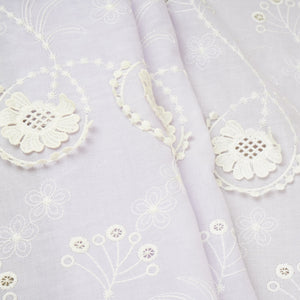 Lilac Floral 3D Schiffli Embroidery Cotton Schiffli Fabric AF-30090 - TradeUNO