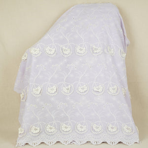 Lilac Floral 3D Schiffli Embroidery Cotton Schiffli Fabric AF-30090 - TradeUNO