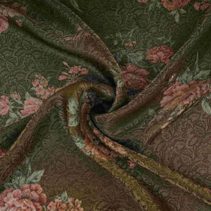 Mehendi Green floral Jacquard Tissue Fabric MTF-31792 - TradeUNO
