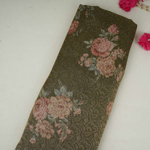 Mehendi Green floral Jacquard Tissue Fabric MTF-31792 - TradeUNO
