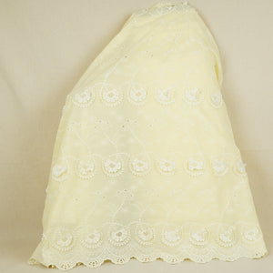 Pale Yellow Floral 3D Schiffli Embroidery Cotton Schiffli Fabric AF-30092 - TradeUNO