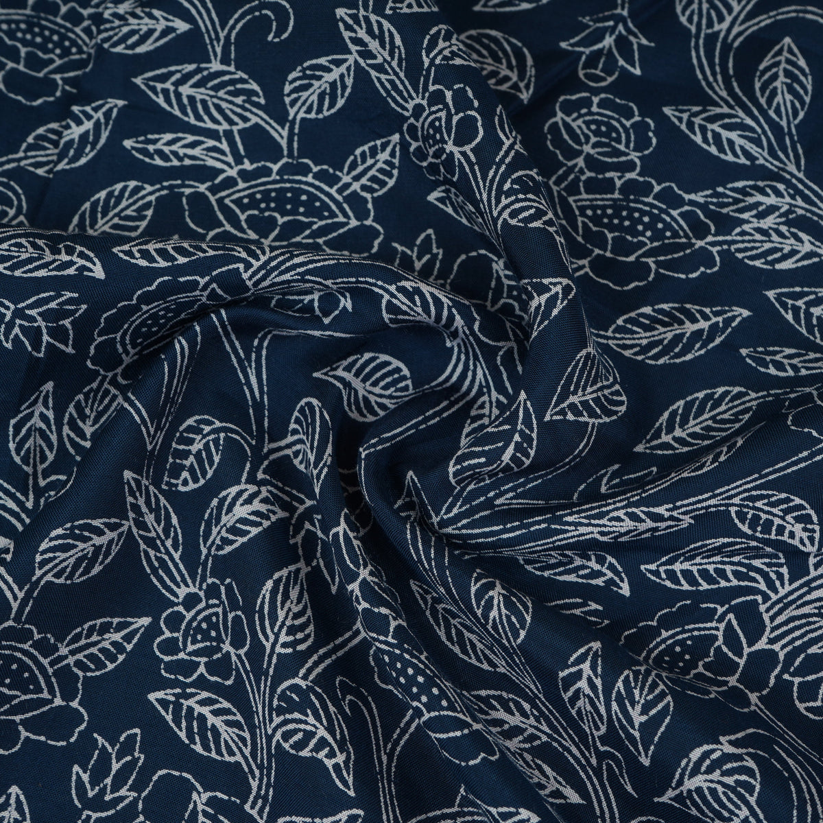 Blue with White Floral Print Muslin Schiffli Fabric MFR-29831 - TradeUNO