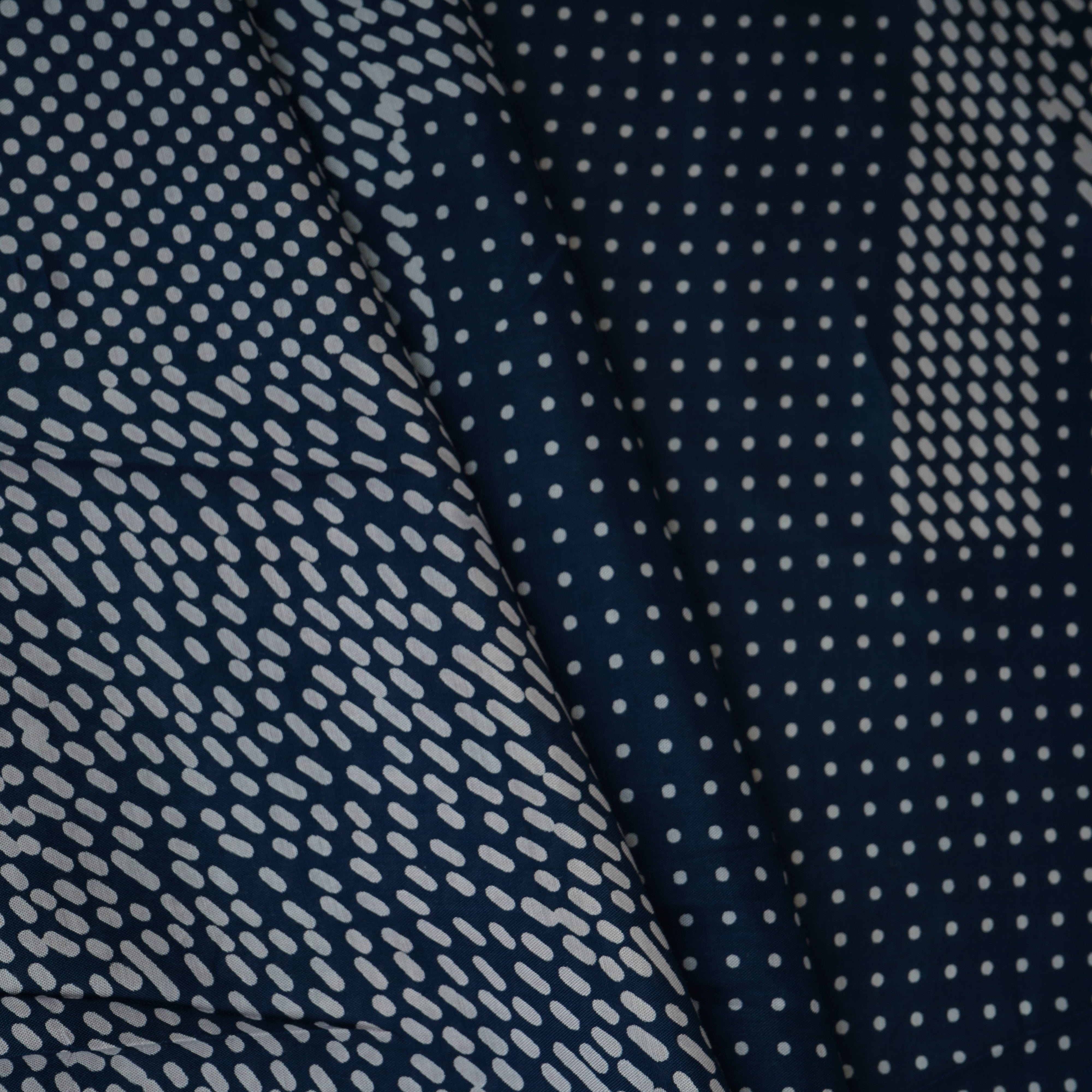 Blue With White Dot Print Muslin Schiffli Fabric MFR-29830 - TradeUNO