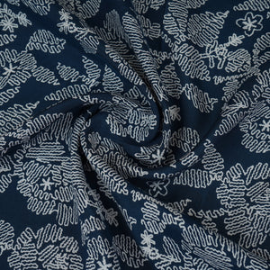 Blue with White Floral Print Muslin Schiffli Fabric MFR-29832 - TradeUNO