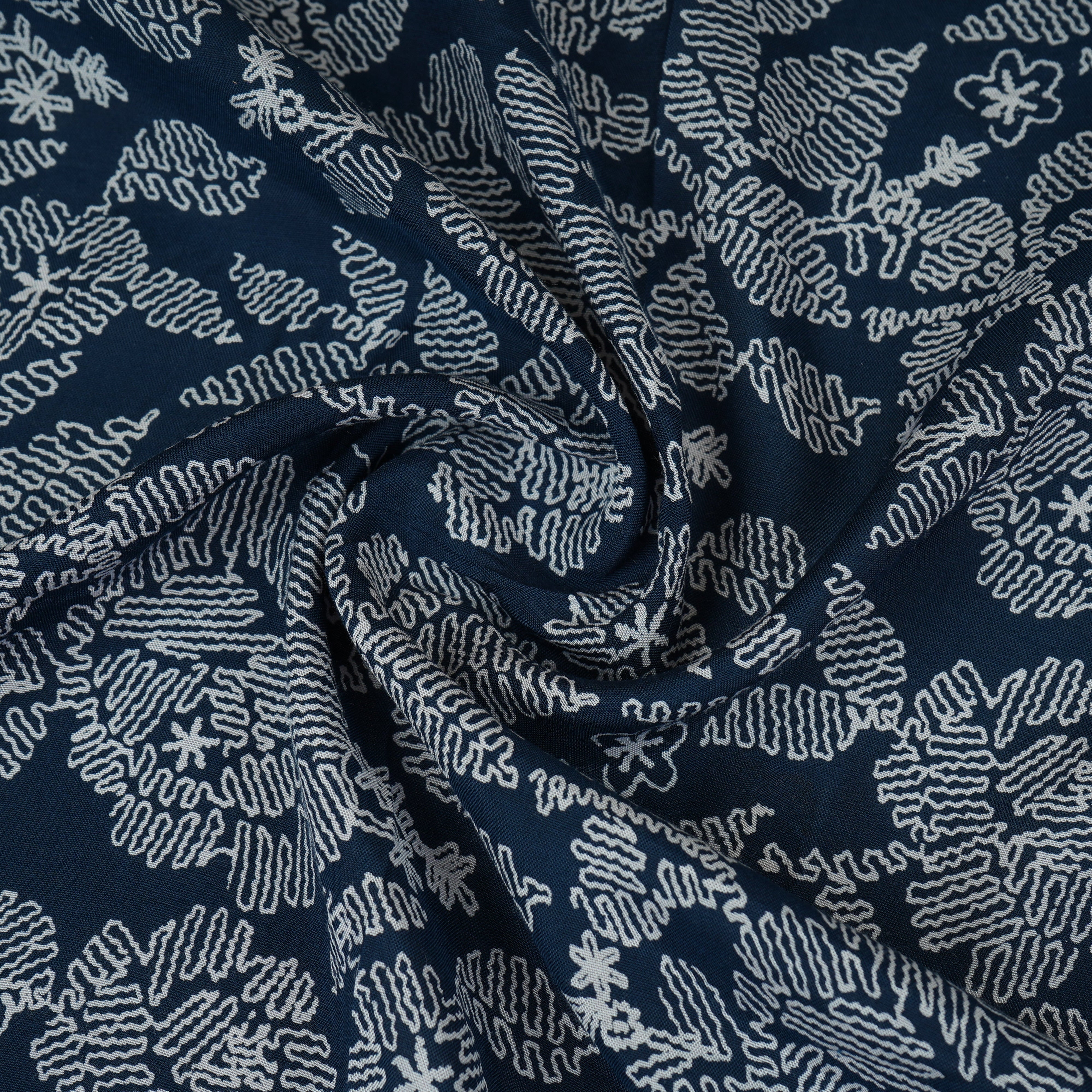 Blue with White Floral Print Muslin Schiffli Fabric MFR-29832 - TradeUNO