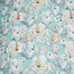 Aqua Blue floral print Cotton Checks Fabric PI-31848
