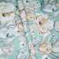 Aqua Blue floral print Cotton Checks Fabric PI-31848