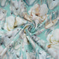 Aqua Blue floral print Cotton Checks Fabric PI-31848