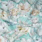 Aqua Blue floral print Cotton Checks Fabric PI-31848