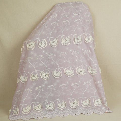 Light Pink Floral 3D Schiffli Embroidery Cotton Schiffli Fabric AF-30093