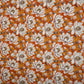 Mustard Brown floral print Cotton Checks Fabric PI-31849