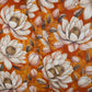 Mustard Brown floral print Cotton Checks Fabric PI-31849