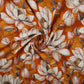 Mustard Brown floral print Cotton Checks Fabric PI-31849