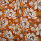 Mustard Brown floral print Cotton Checks Fabric PI-31849