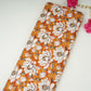Mustard Brown floral print Cotton Checks Fabric PI-31849