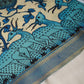 Beige & Blue Pen Kalamkari Cotton Silk Dupatta
