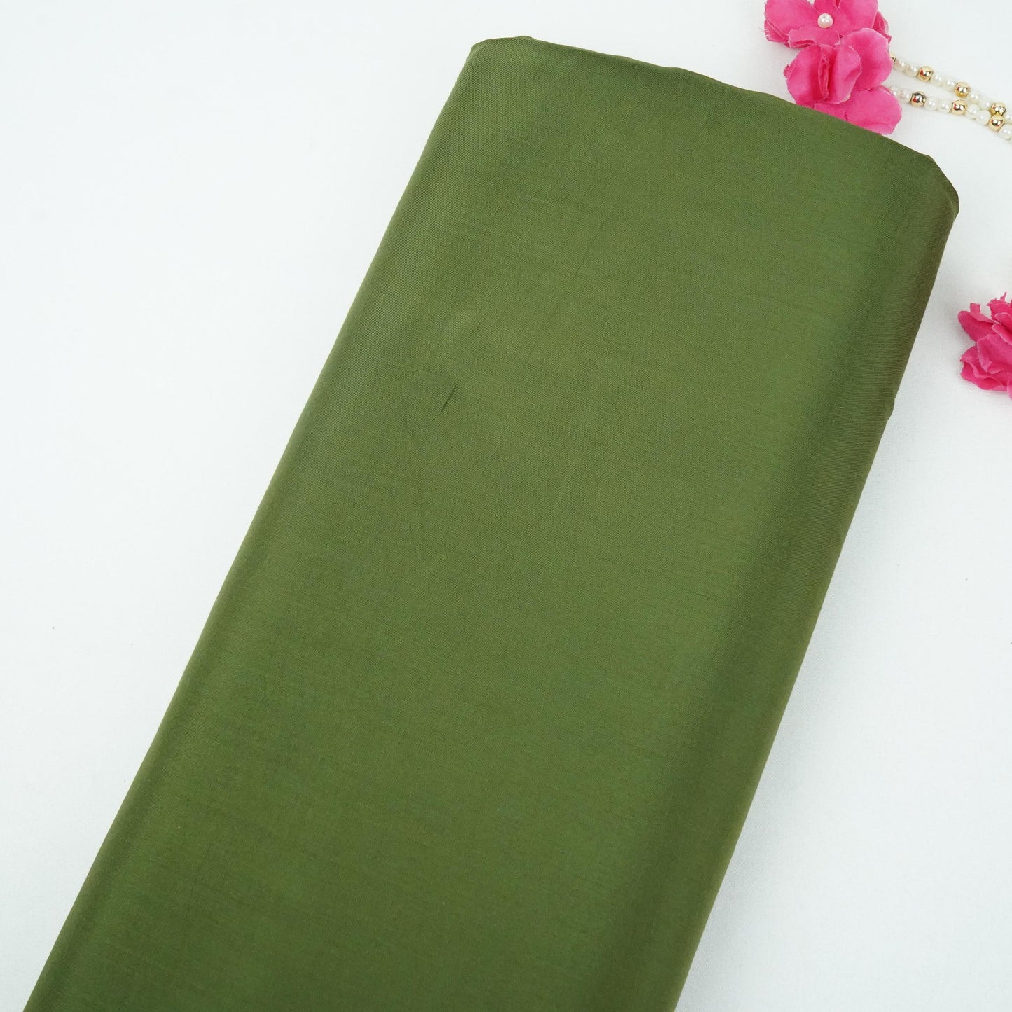 Mehendi Green Solid Santoon Fabric SSM-31775