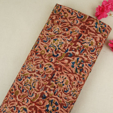 Wine Kalamkari Print Cotton Fabric MFR-29845