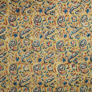 Mustard Yellow Kalamkari Print Cotton Fabric MFR-29842 - TradeUNO
