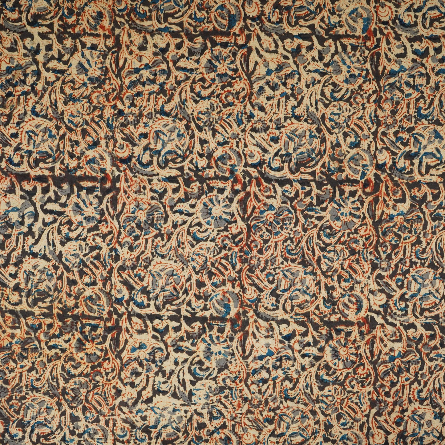 Black Kalamkari Print Cotton Fabric MFR-29848