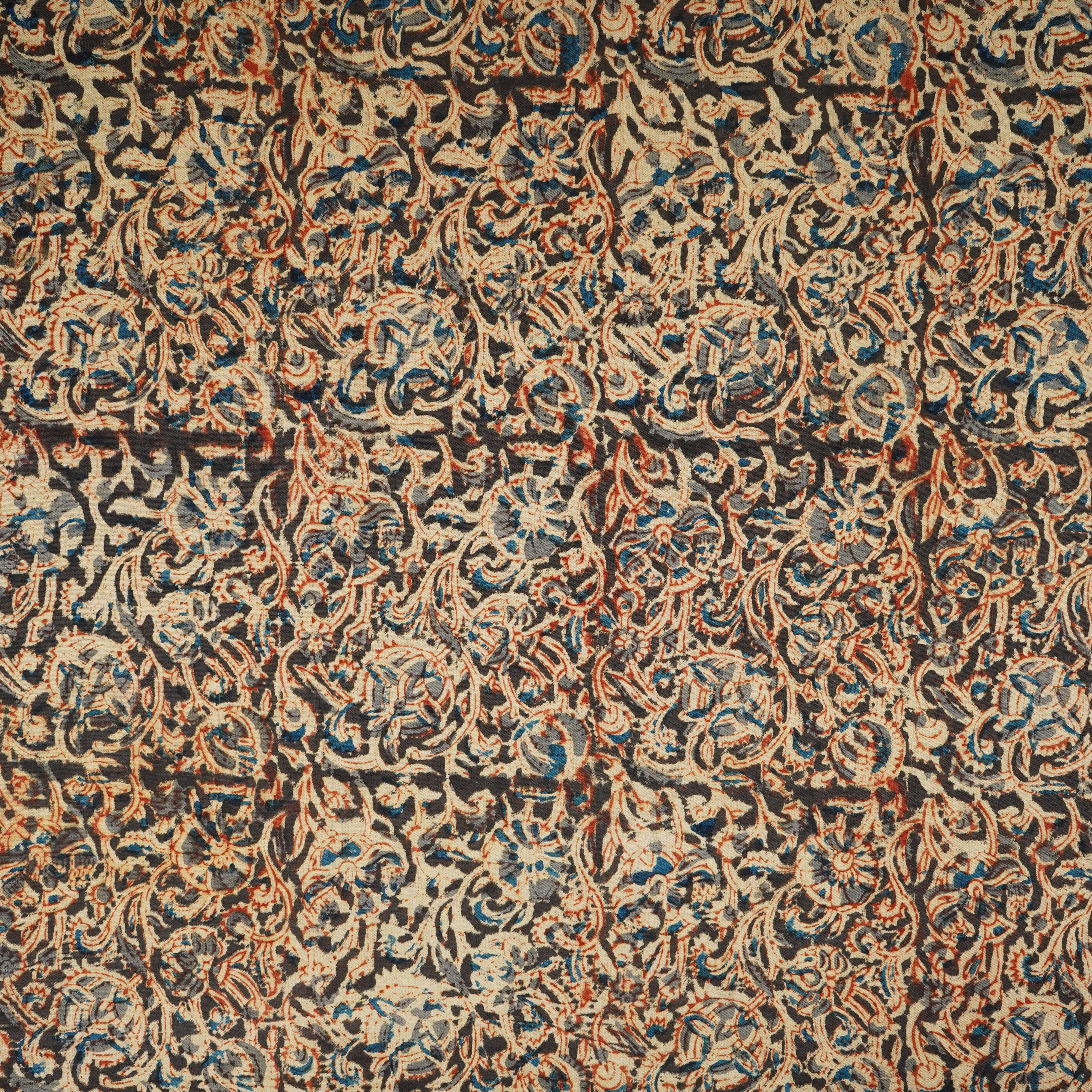 Black Kalamkari Print Cotton Fabric MFR-29848 - TradeUNO