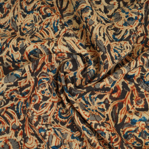 Black Kalamkari Print Cotton Fabric MFR-29848 - TradeUNO
