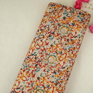 Red Kalamkari Print Cotton Fabric MFR-29846 - TradeUNO