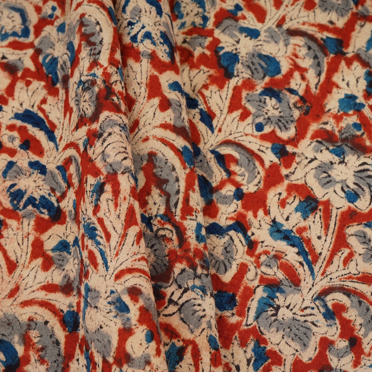 Red Kalamkari Print Cotton Fabric MFR-29844