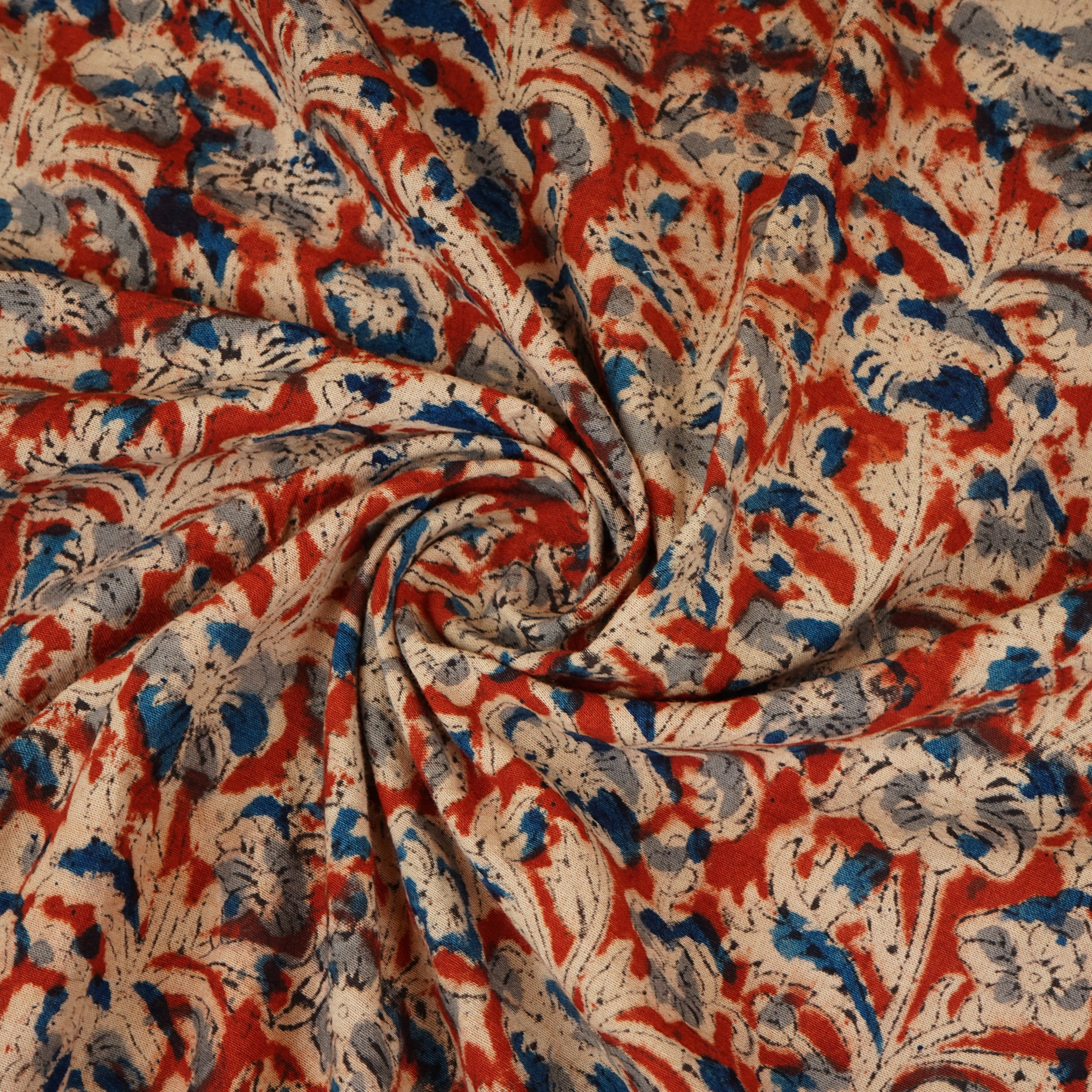 Red Kalamkari Print Cotton Fabric MFR-29844 - TradeUNO