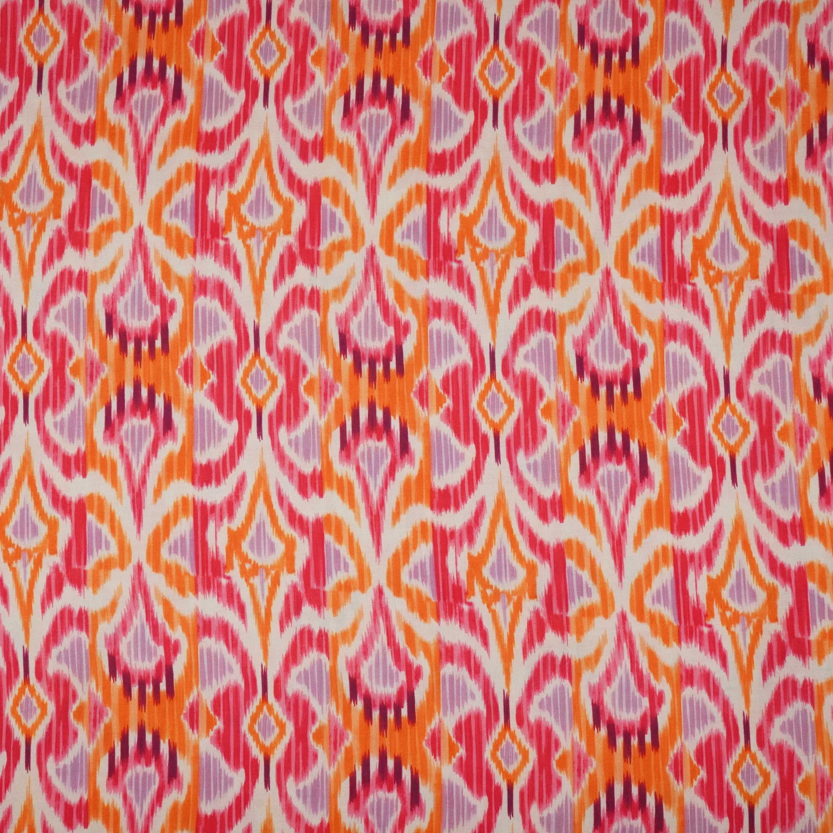 Pink & Orange Uzbekistan Ikkat Print Modal Satin SM-9246