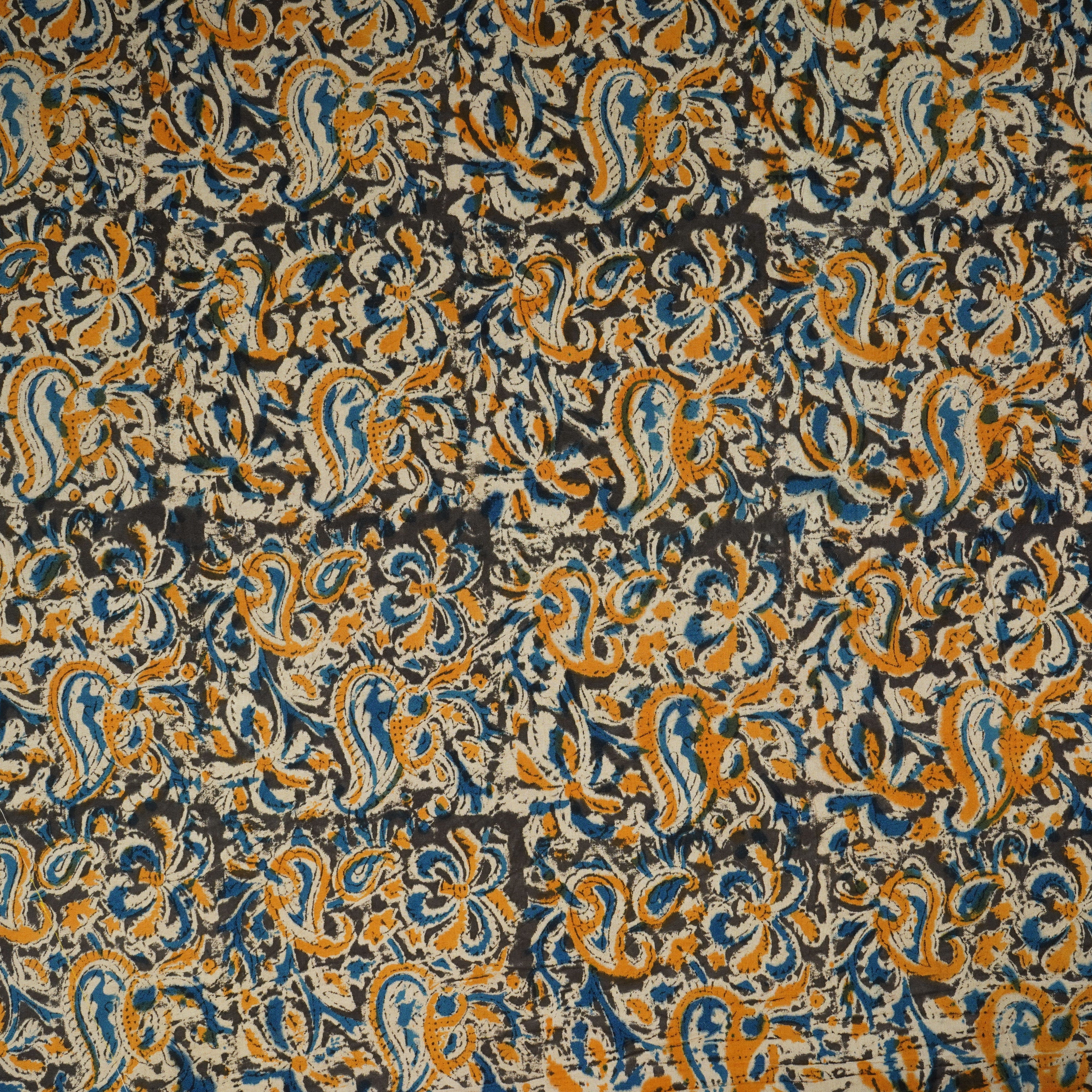 Yellow Kalamkari Print Cotton Fabric MFR-29847 - TradeUNO