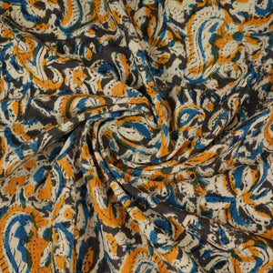 Yellow Kalamkari Print Cotton Fabric MFR-29847 - TradeUNO