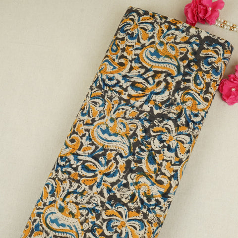 Yellow Kalamkari Print Cotton Fabric MFR-29847