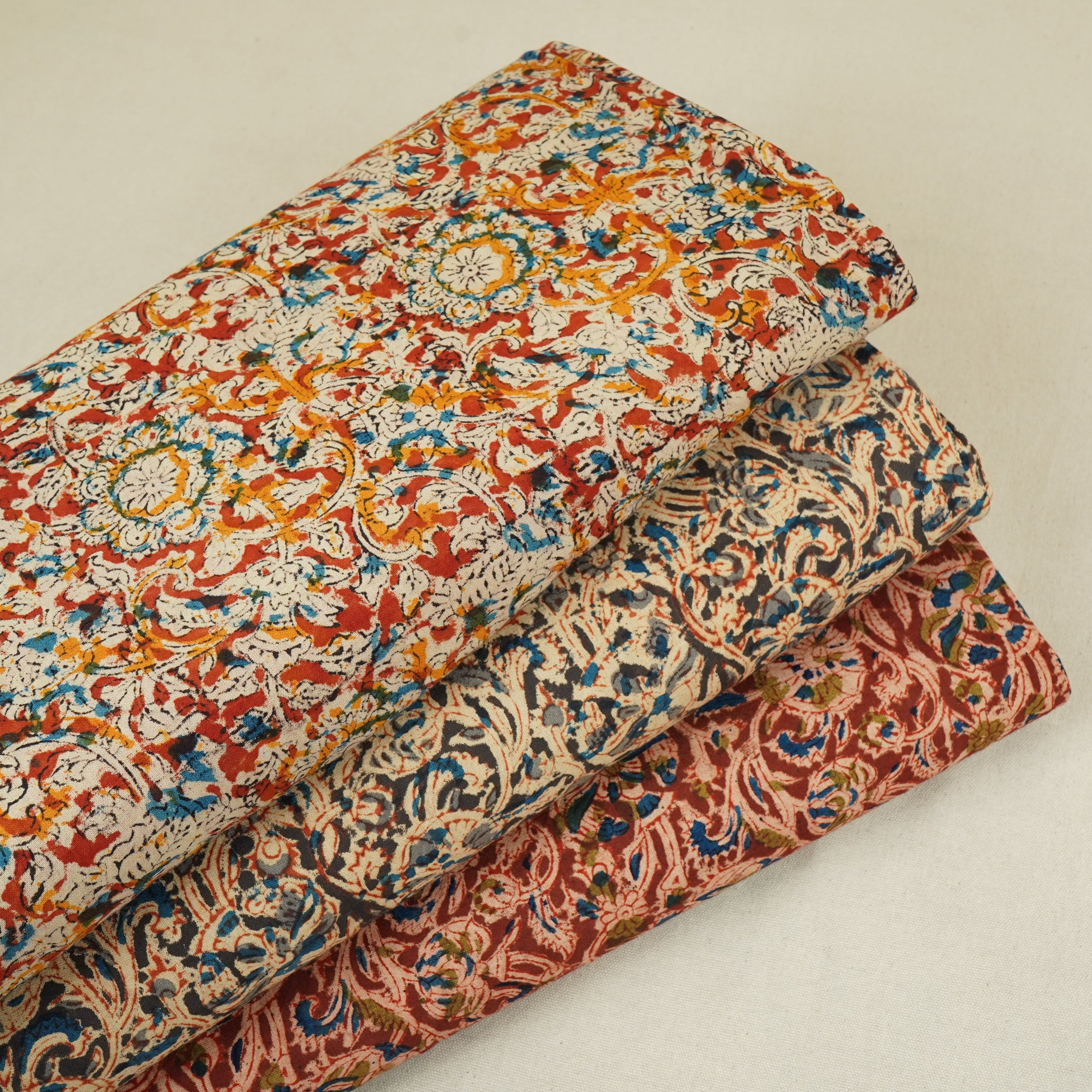 Yellow Kalamkari Print Cotton Fabric MFR-29847 - TradeUNO