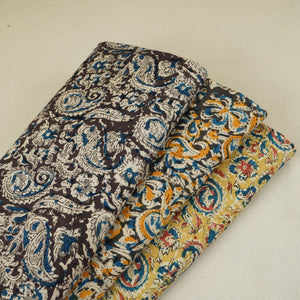 Black Kalamkari Print Cotton Fabric MFR-29848 - TradeUNO
