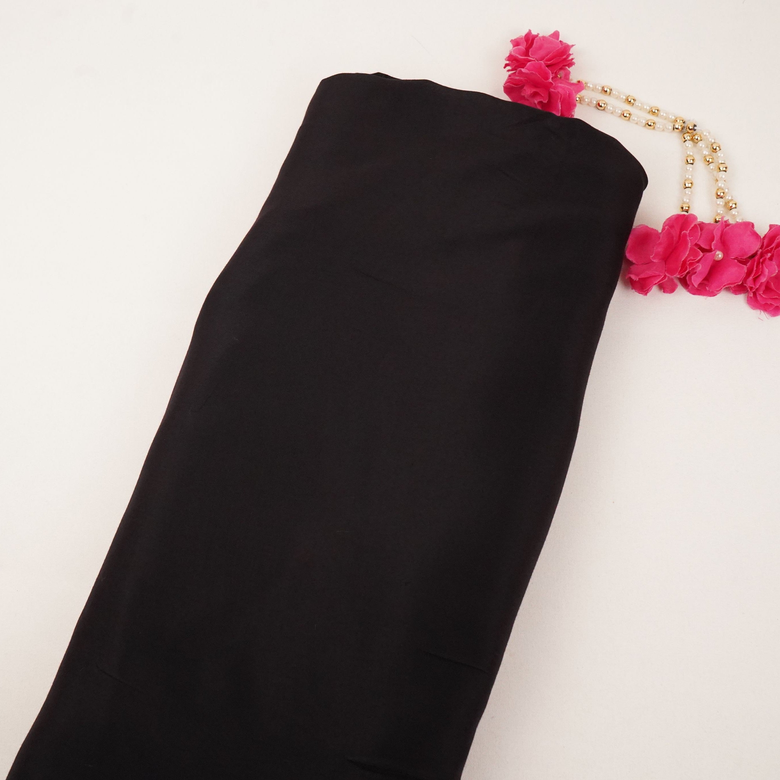 Black Solid Santoon Fabric SSMS-06 - TradeUNO