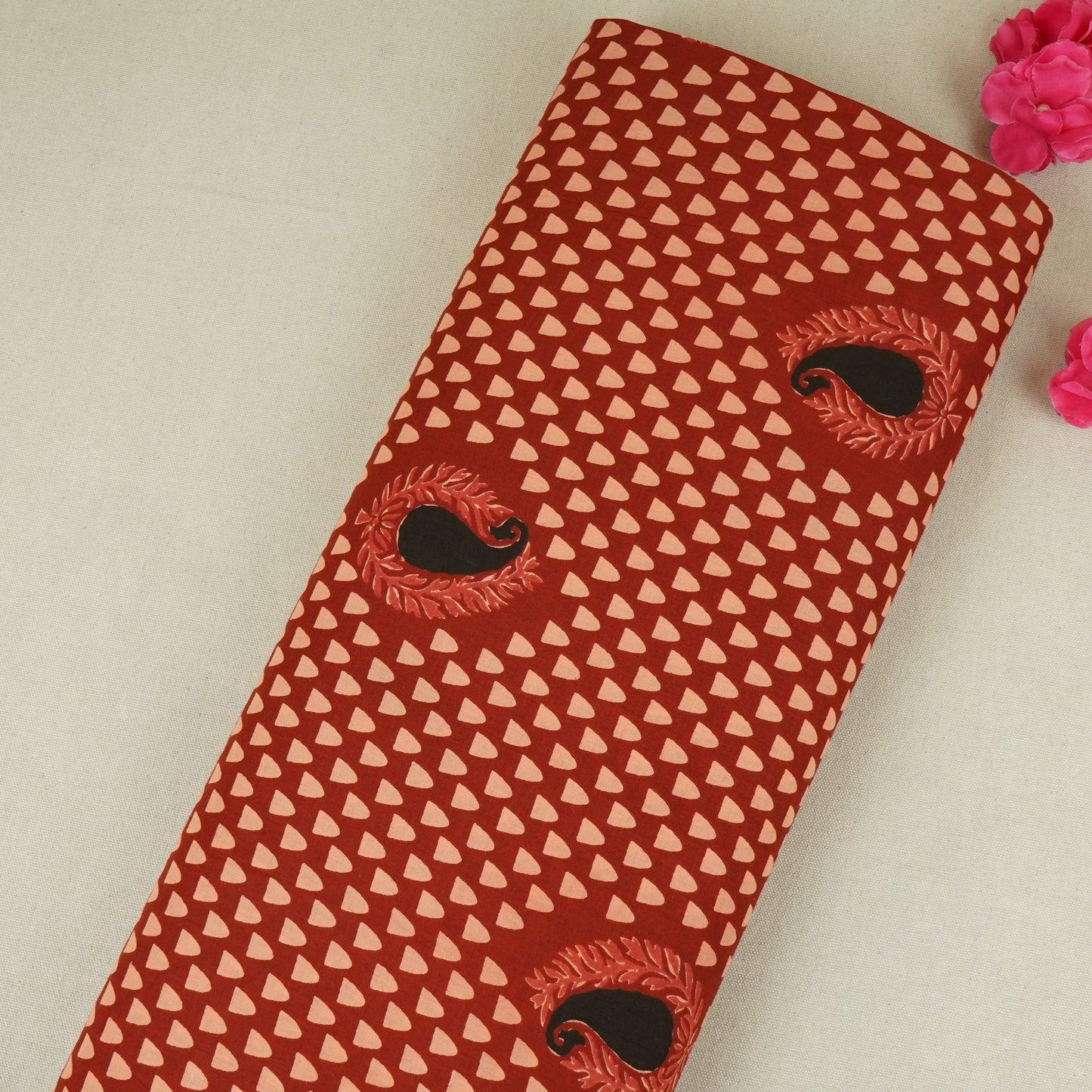 Red Ajrakh Print Cotton Fabric MFR-29839