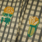 Yellow Floral Grey Check Print Cotton Fabric MFR-29861
