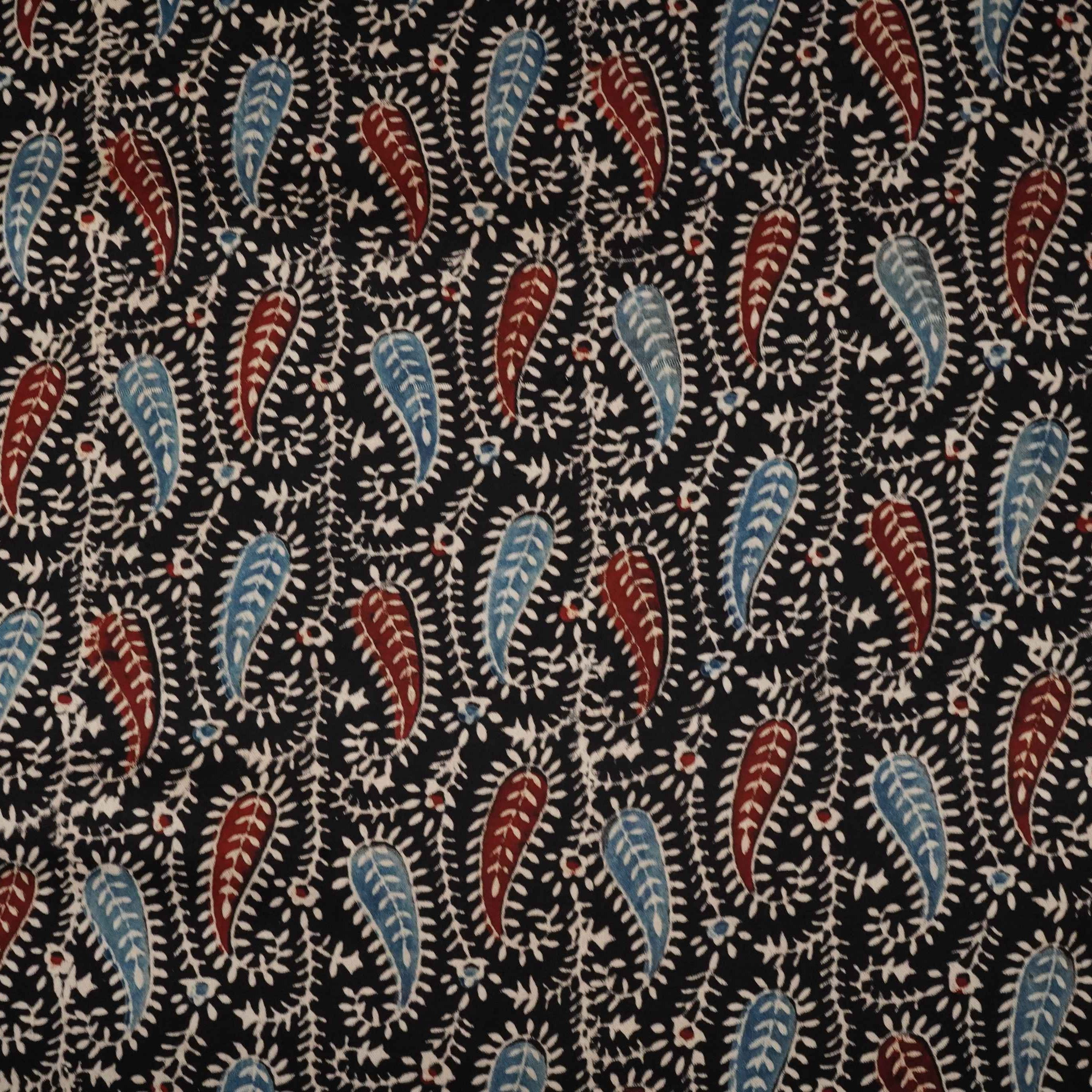 Black Floral Print Modal Satin Fabric EEG-28678