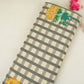 Yellow Floral Grey Check Print Cotton Fabric MFR-29861