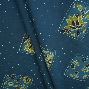 Blue Block Print Cotton Fabric MFR-29836 - TradeUNO