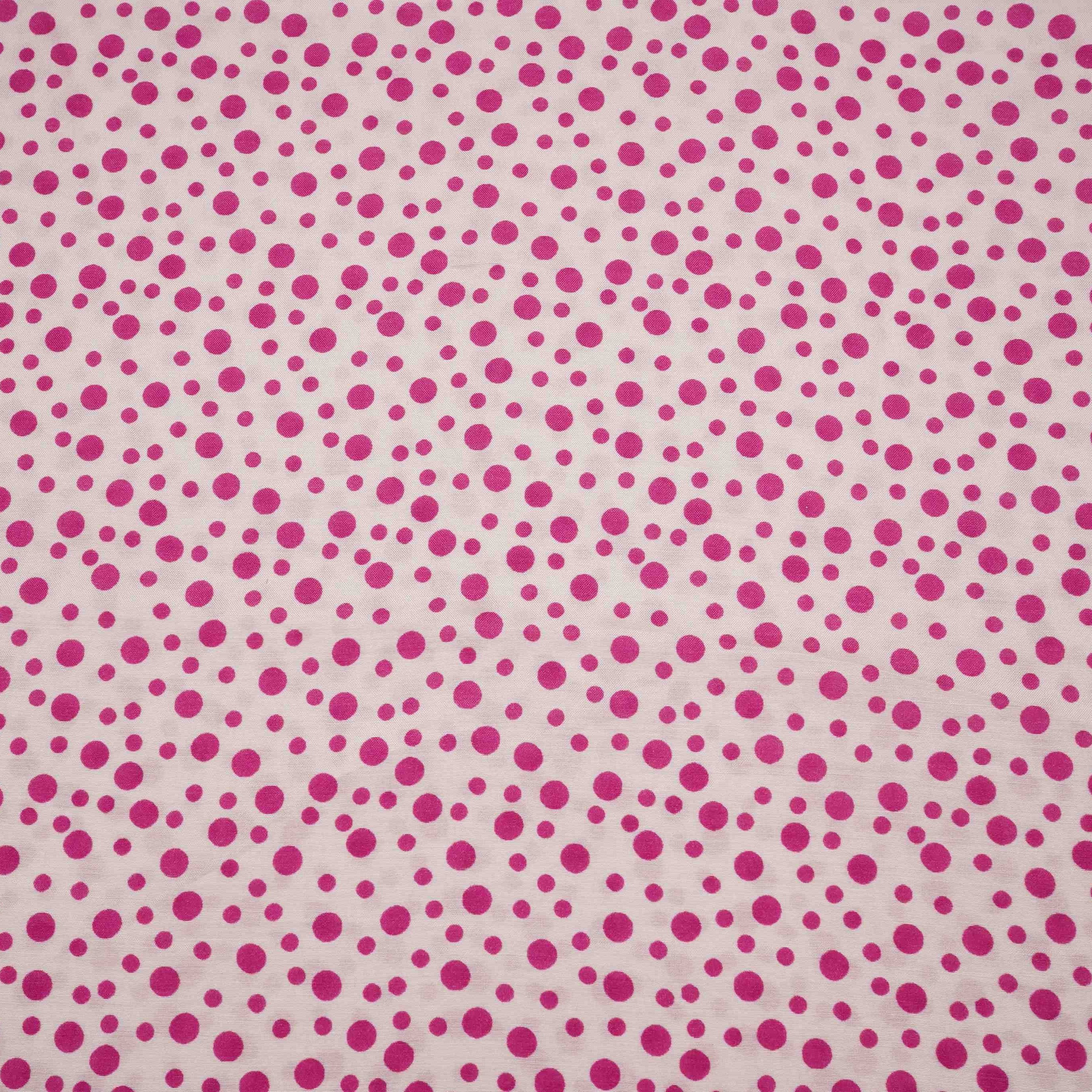Magenta Pink Dot Print Muslin Fabric MF-30178